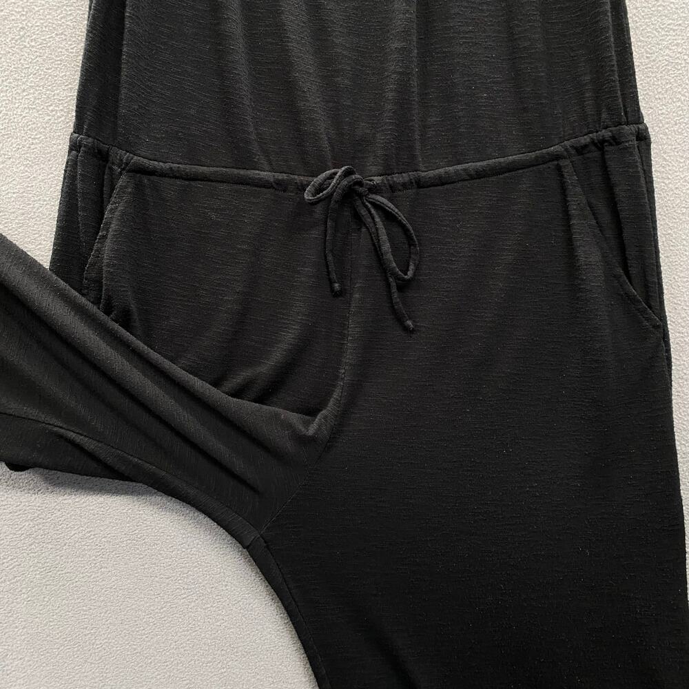 Becca Cozy Lounge Swim Coverup Wide Leg Jumpsuit M Black Drawstring Waist Sheer - Picture 4 of 13